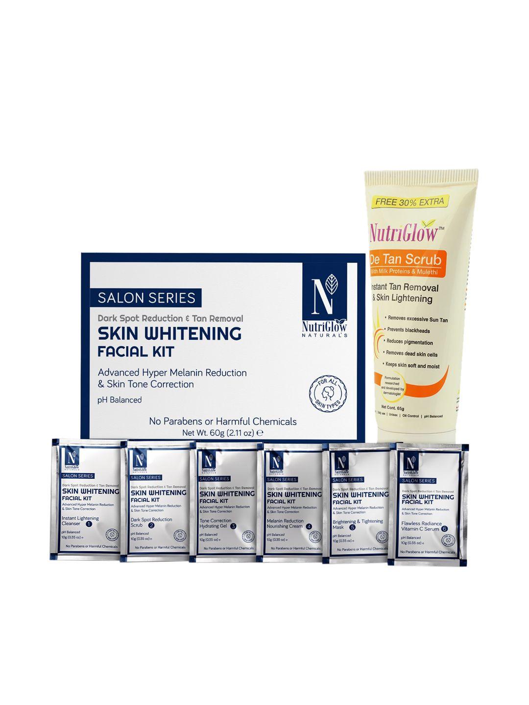 nutriglow naturals skin whitening facial kit and de tan scrub