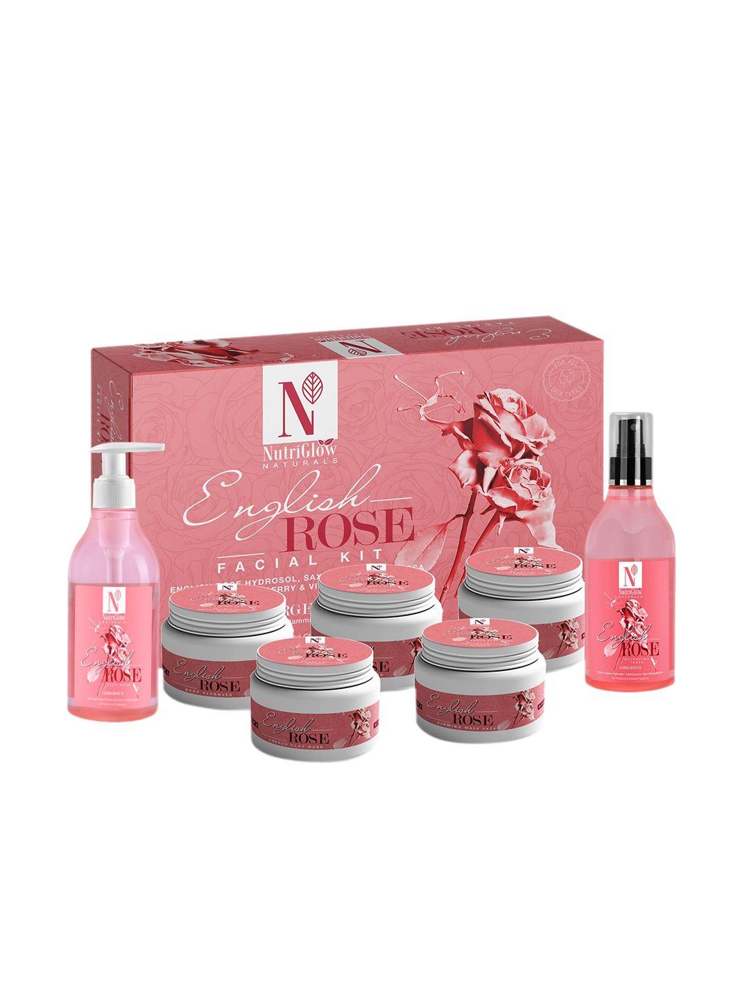 nutriglow naturals sustainable english rose facial kit, english rose toner 150ml face wash 150ml