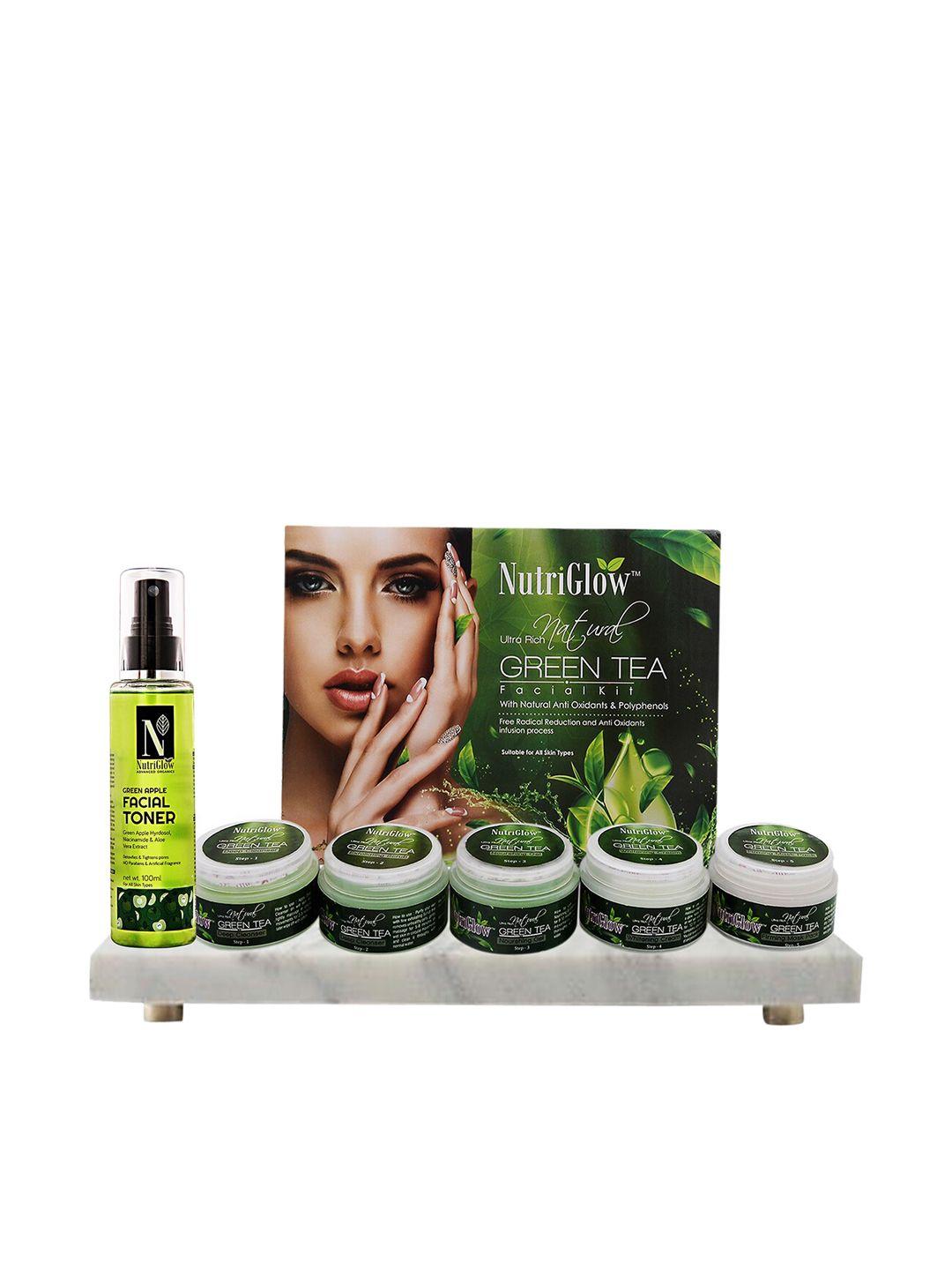 nutriglow ultra rich green tea facial kit 250 g + 10 ml & green apple facial toner 100 ml
