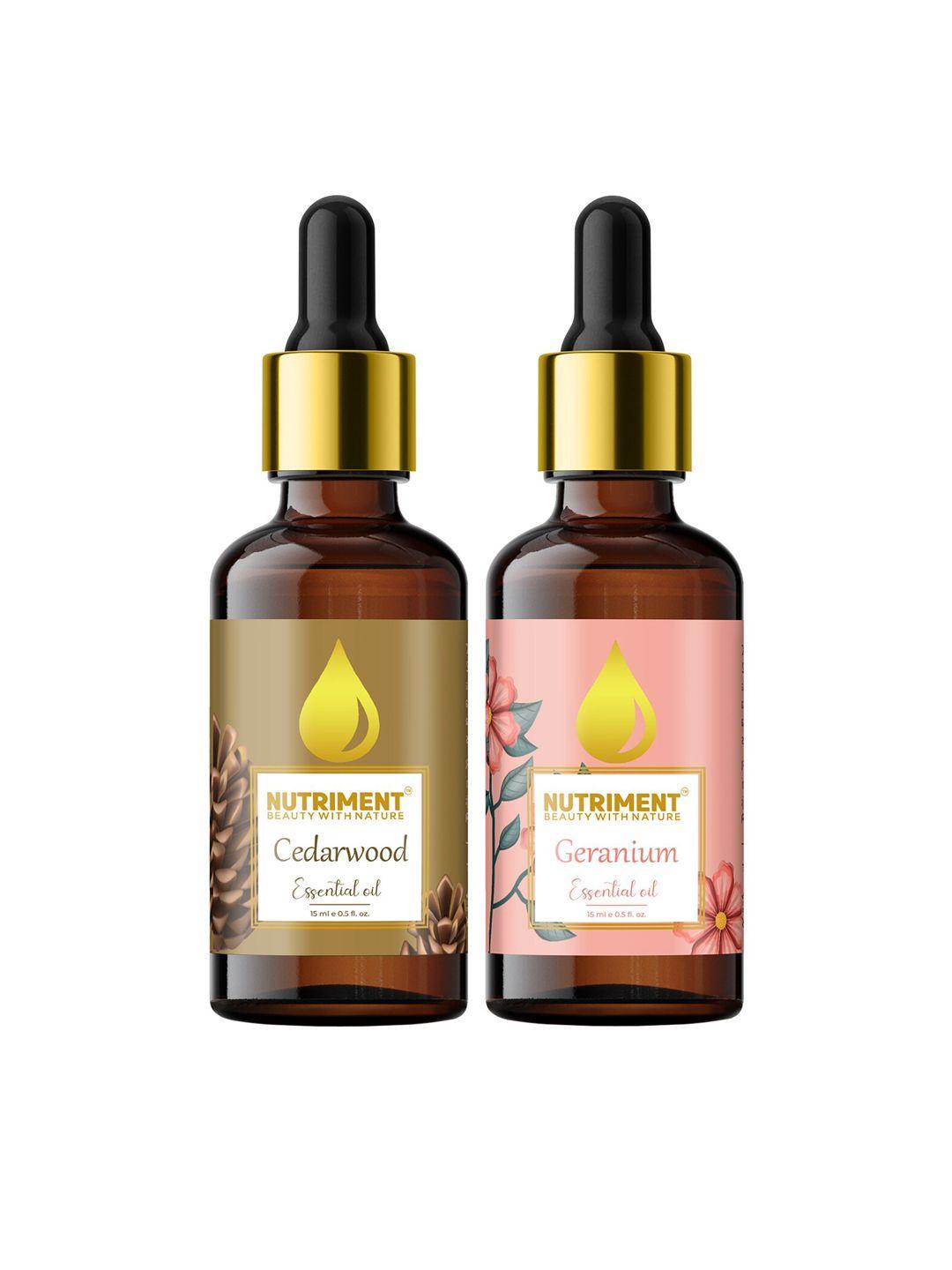 nutriment combo of 2 geranium & cedarwood essential oils - 15ml each