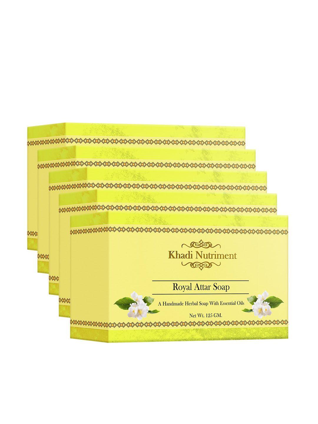 nutriment khadi set of 5 royal attar herbal soaps with essential oils - 125 g each