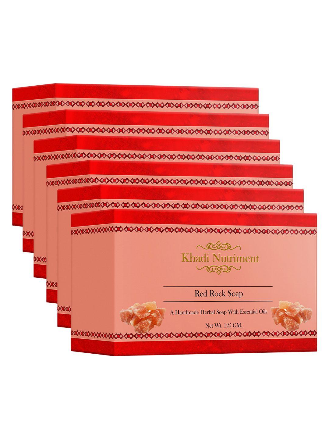 nutriment khadi set of 6 red rock herbal soaps with essential oils - 125g each