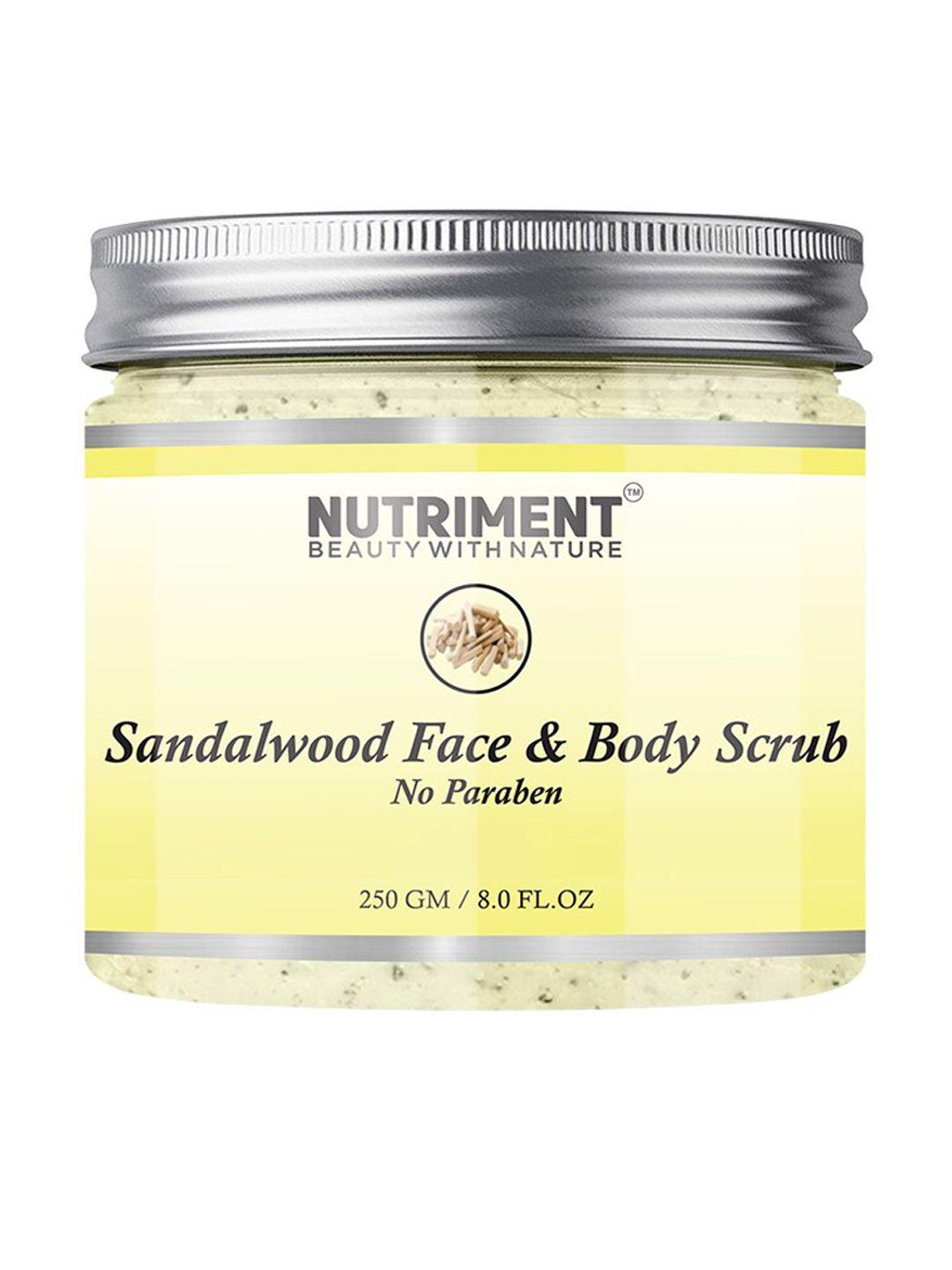 nutriment unisex sandalwood face & body scrub 250 gm