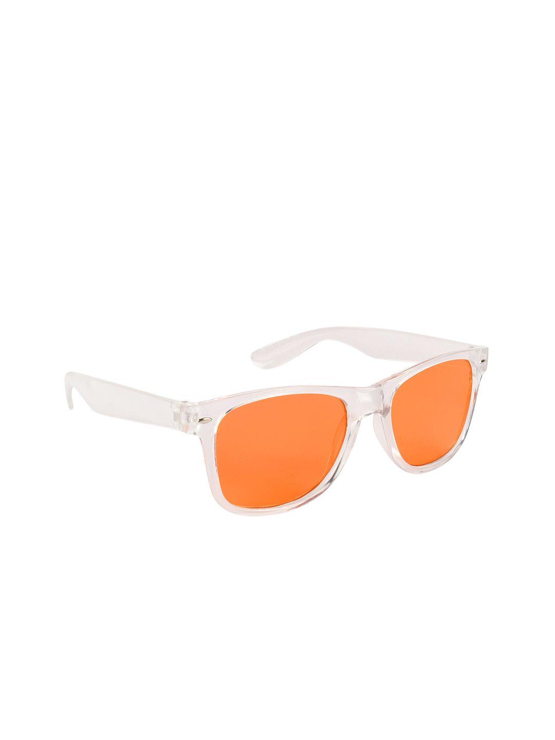nuvew unisex orange lens & white wayfarer sunglasses with uv protected lens