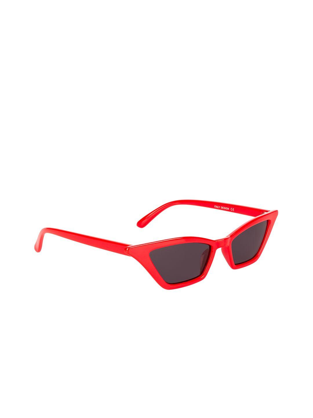 nuvew women black lens & red cateye sunglasses with uv protected lens