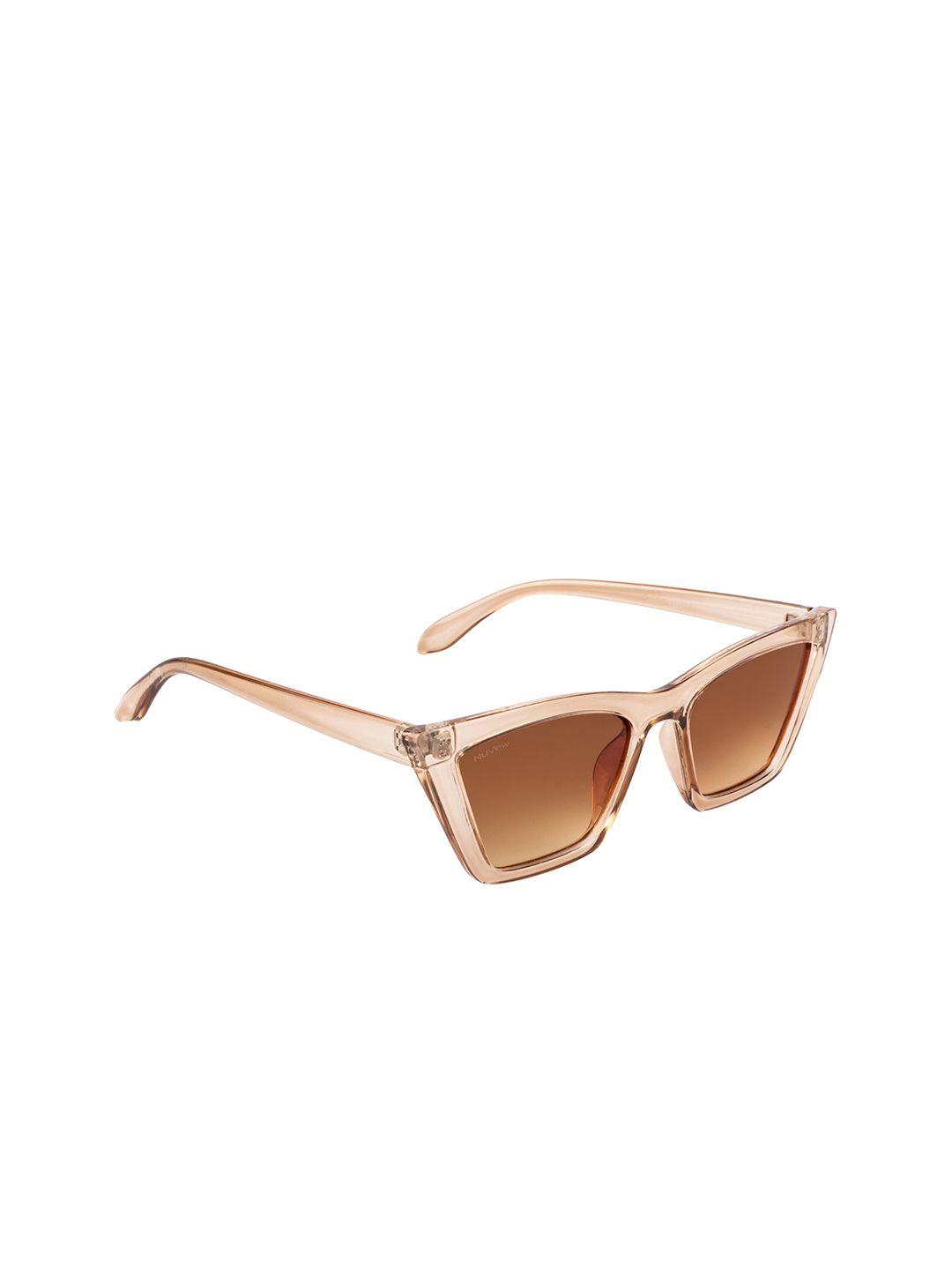 nuvew women brown lens & rose gold-toned uv protected cateye sunglasses