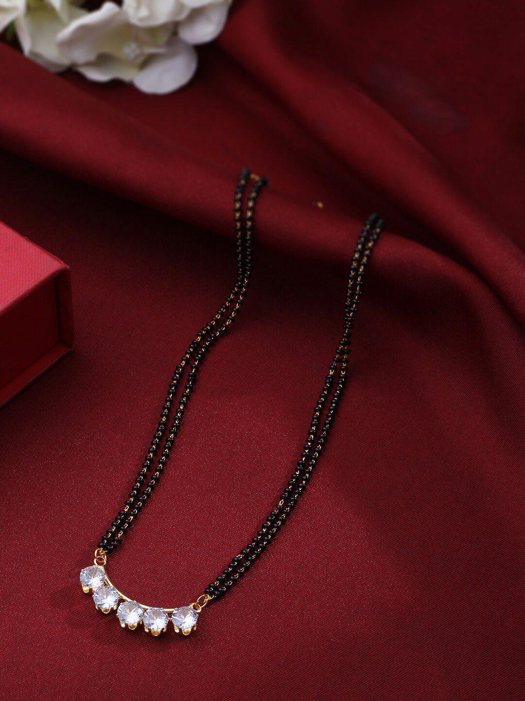 nvr gold-plated beaded & stone studded mangalsutra