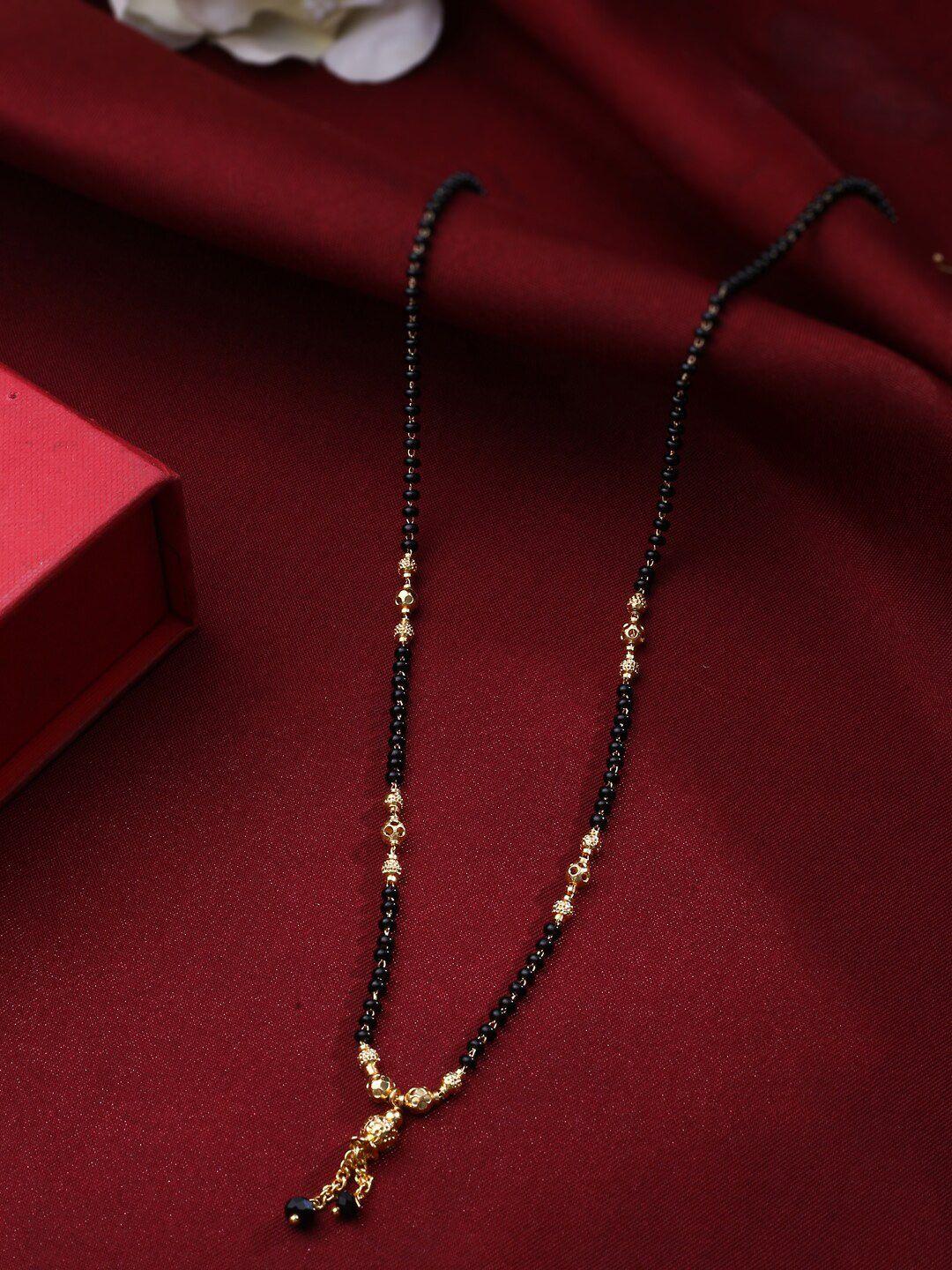 nvr gold-plated black beaded mangalsutra