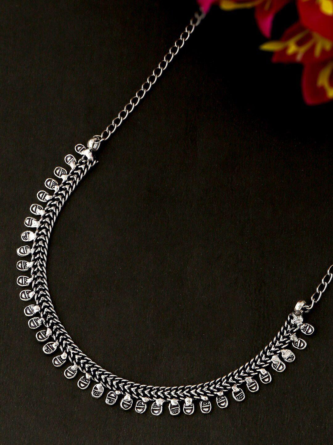 nvr gunmetal-toned silver-plated bohemian necklace