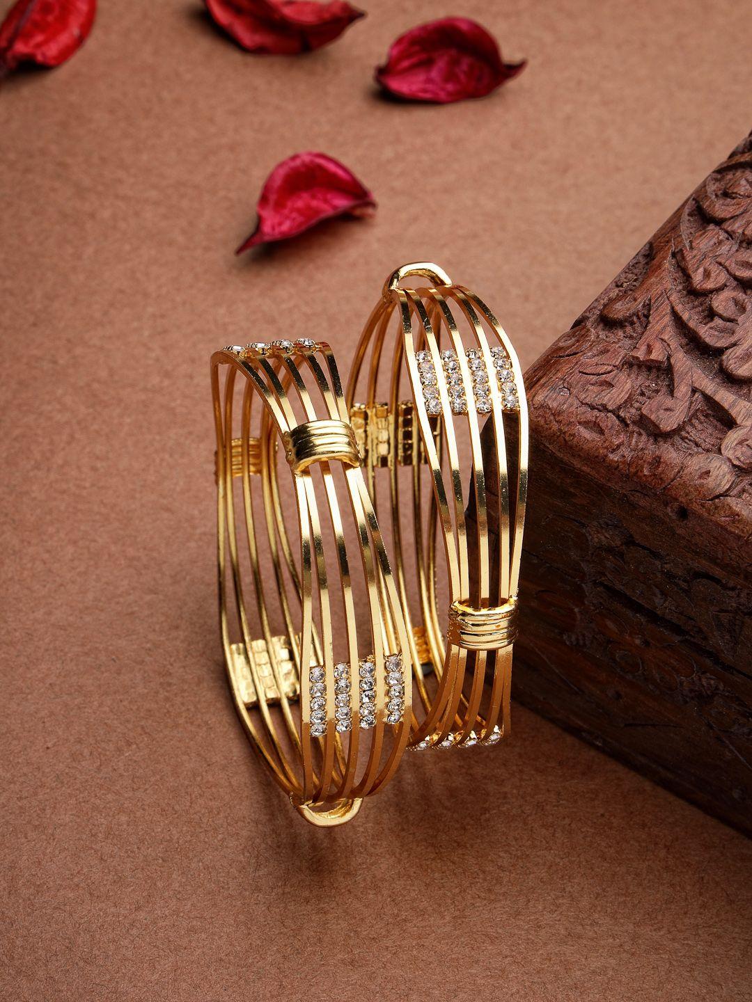 nvr set of 2 gold plated american diamond-studded  bangles