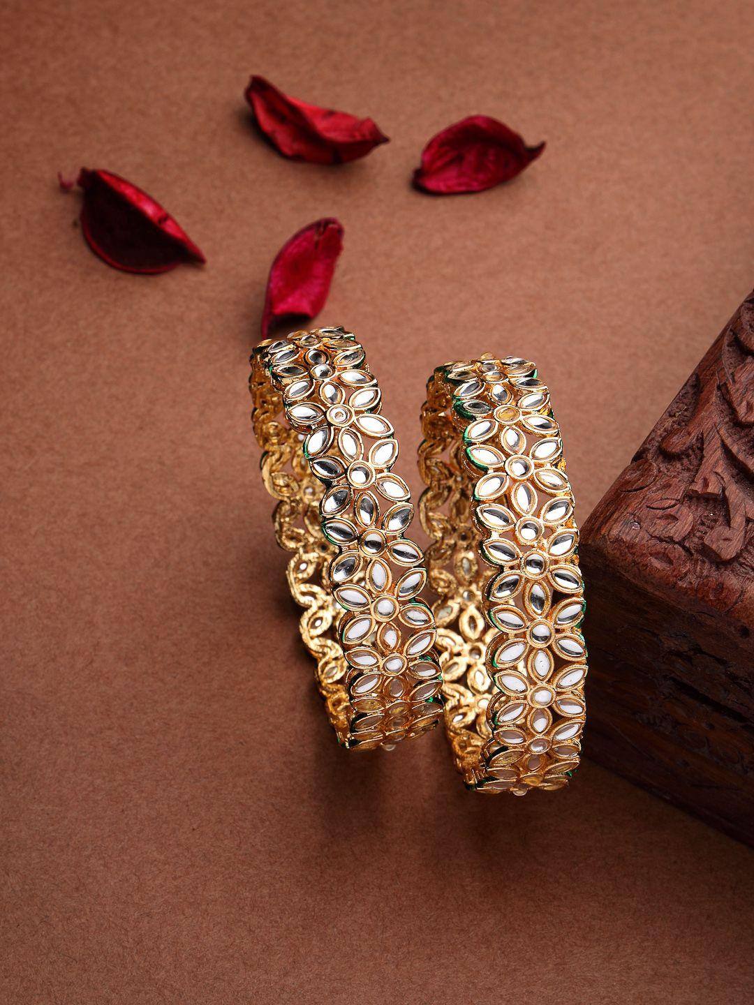nvr set of 2 gold-plated kundan-studded bangles