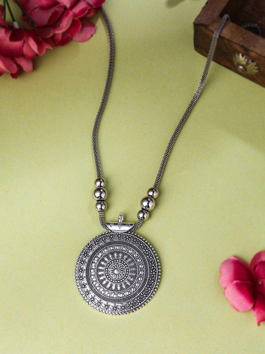 nvr silver-plated oxidised necklace