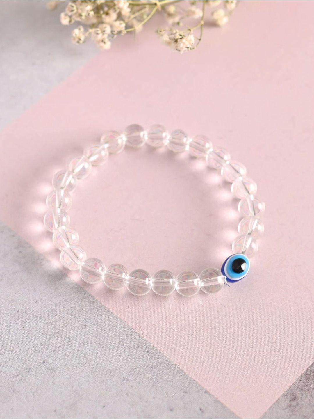 nvr unisex transparent beaded elasticated bracelet