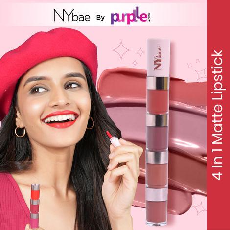 ny bae 4 in 1 lip play your way liquid lipstick | long lasting | super pigmented | red & pink lipstick | matte finish - rose rush (4 ml)