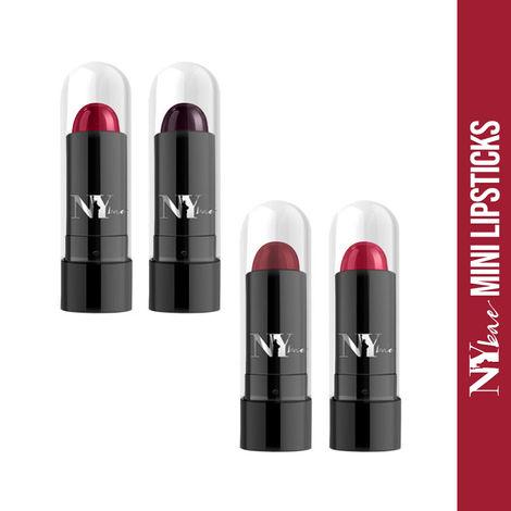 ny bae argan oil infused mini lipstick, runway, for fair skin - haute beauty, set of 4 mini lipsticks, kit 4 (1.4 g x 4)