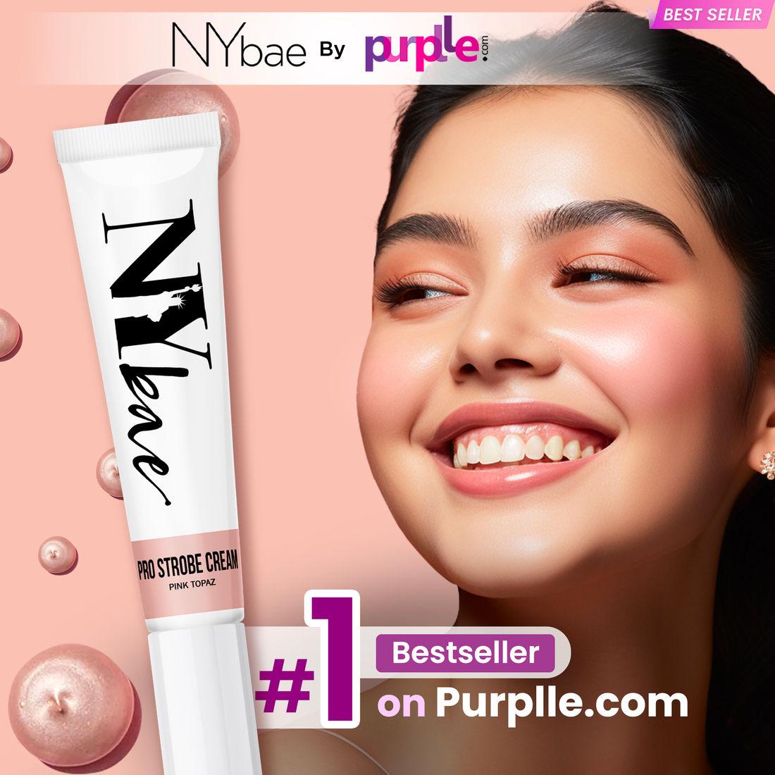 ny bae pro strobe cream | primer + highlighter + moisturiser | glowing korean skin | value pack - pink topaz (30g)