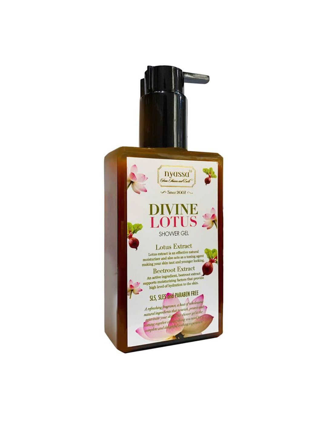 nyassa divine lotus shower gel with lotus & beetroot extract natural cleanser 215ml