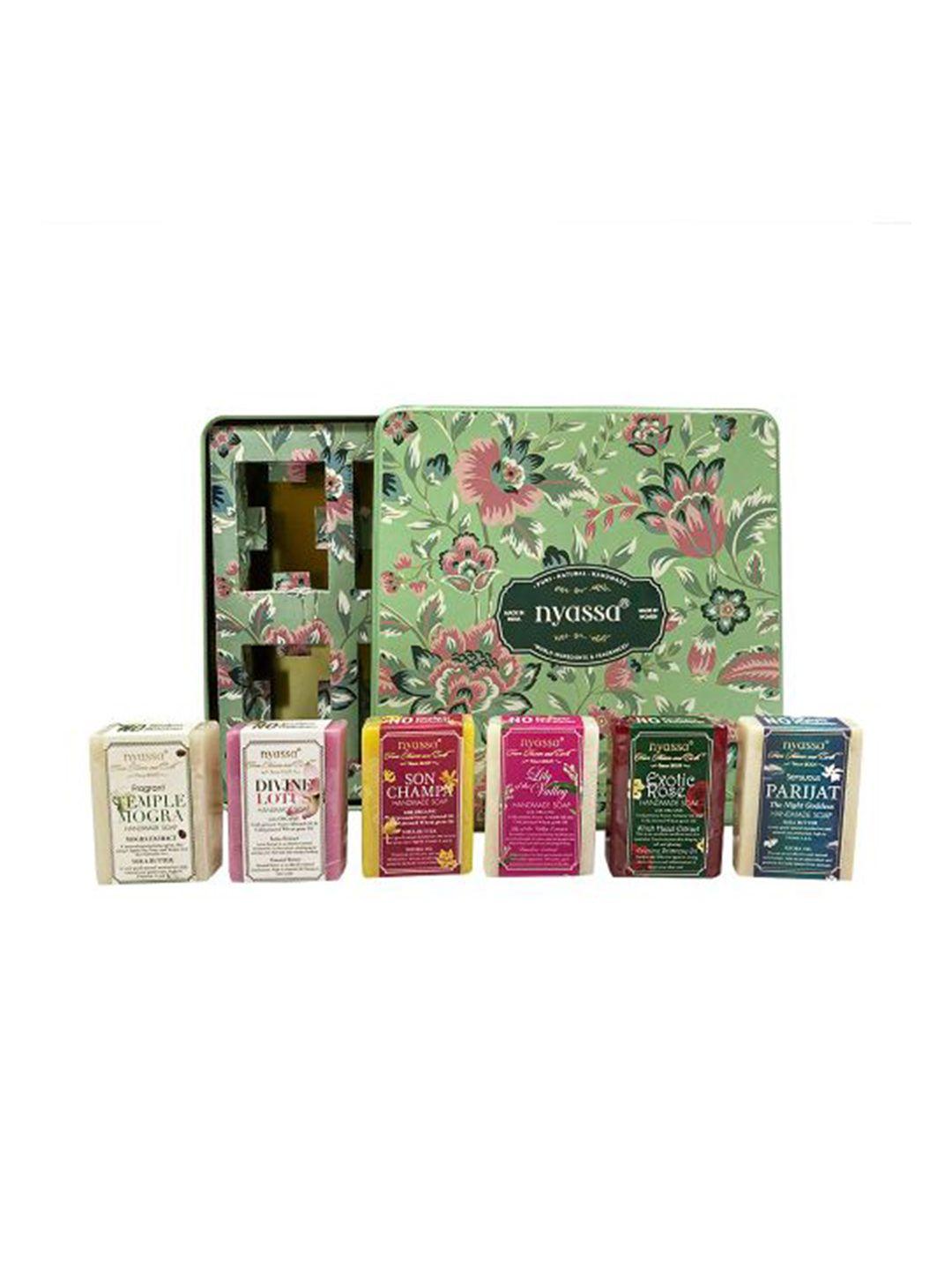 nyassa floral collection set of 6 soaps with tin box gift set