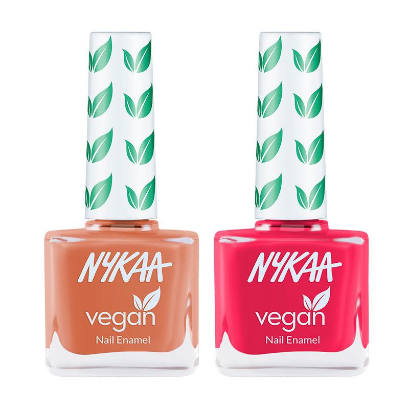 nykaa cosmetics vegan nail enamel combo - carrot on & whatamelon sugar