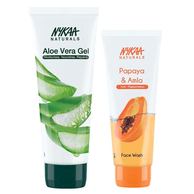 nykaa naturals anti-pigmentation face wash + aloe vera gel combo