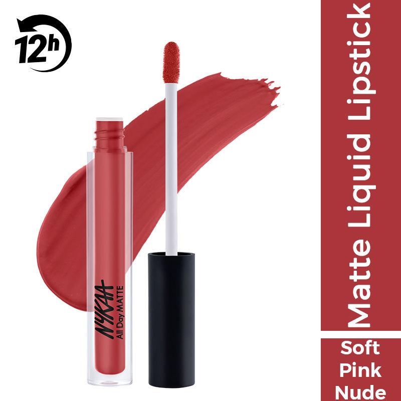 nykaa all day matte waterproof, transfer proof, mask proof, 12h liquid lipstick - darling daughter