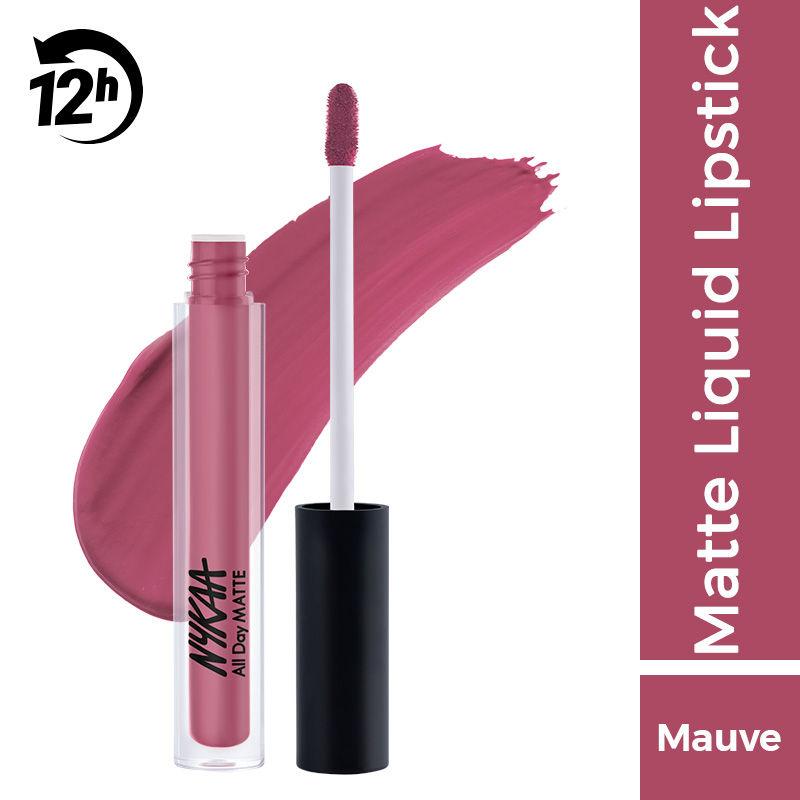 nykaa all day matte waterproof, transfer proof, mask proof, 12h liquid lipstick - gran fan