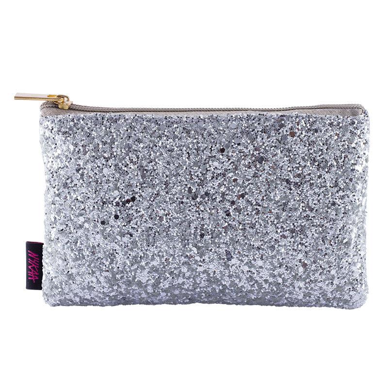 nykaa bling it on! mini travel-size makeup pouch - silver flicker