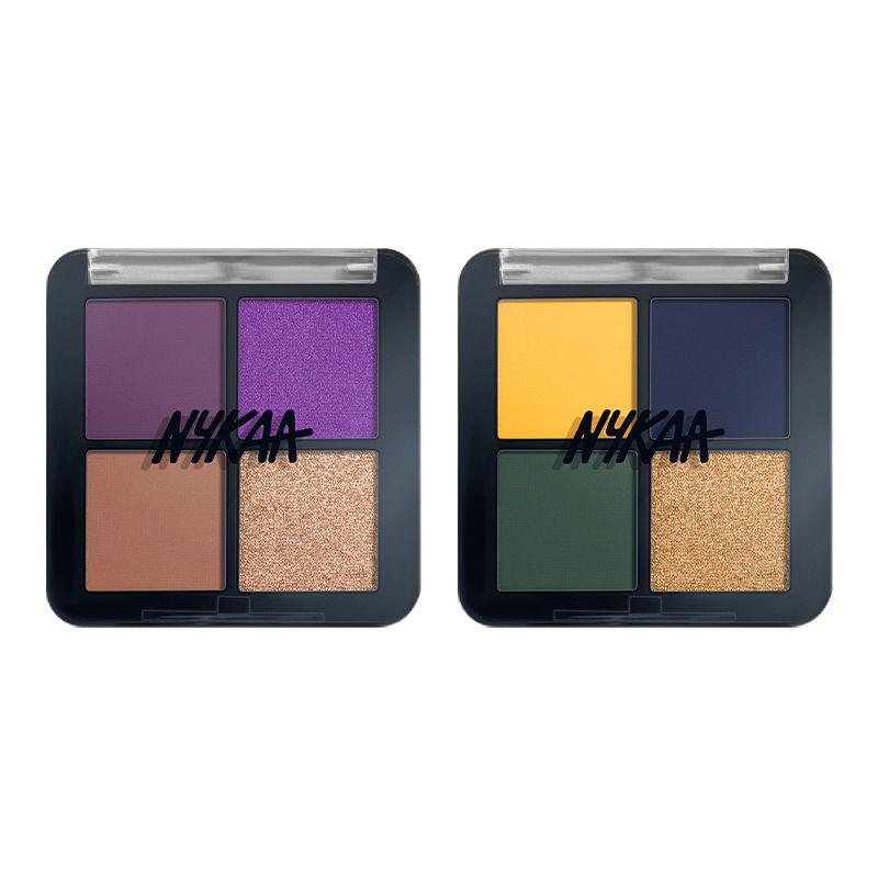 nykaa cosmetics 4 in 1 palettes bold hues quads - disco dancing + carnival day combo