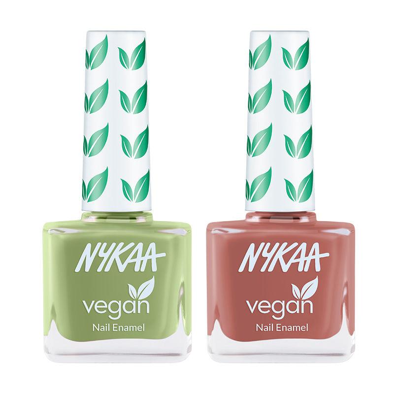 nykaa cosmetics vegan nail enamel combo - avocuddle & flax machine