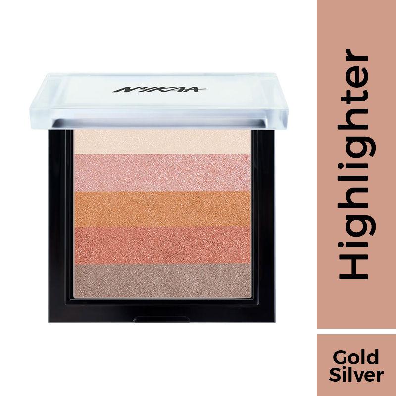 nykaa glow goals! shimmer brick highlighter palette - shimmer rays