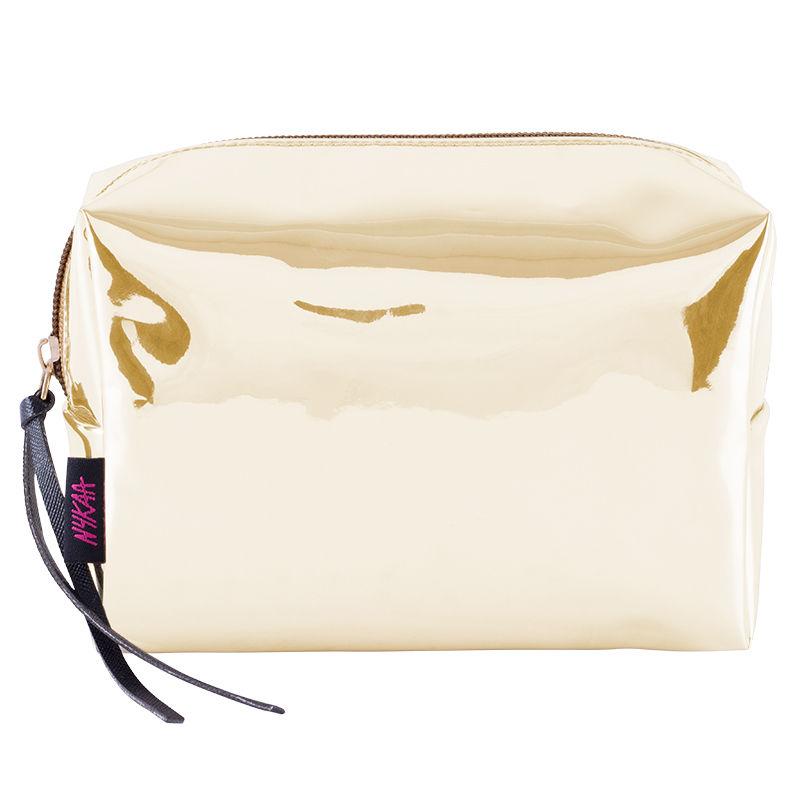 nykaa metal addict makeup bag - blushing gold