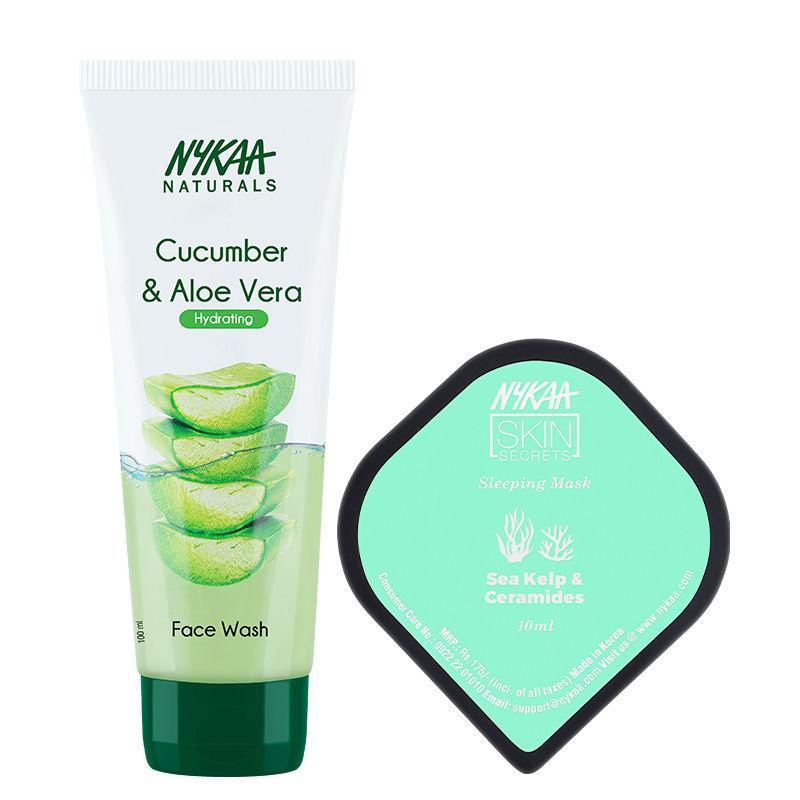 nykaa naturals hydrating face wash + sea kelp & ceramides sleeping mask