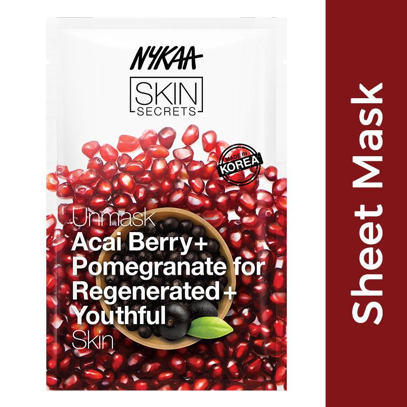 nykaa skin secrets exotic indulgence acai berry + pomegranate sheet mask for youthful skin