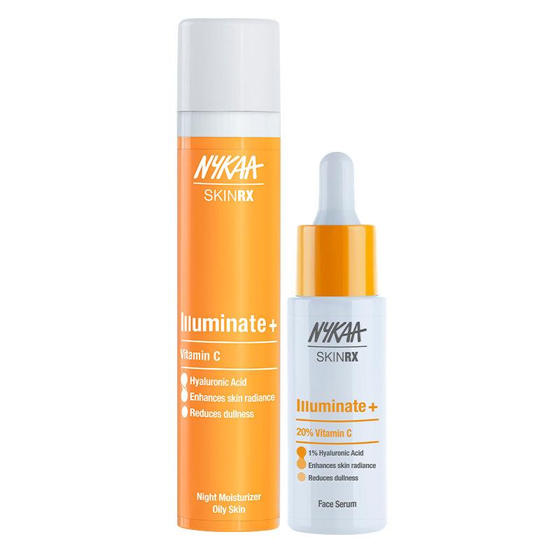 nykaa skinrx advanced pm regime for glowing skin with nykaa skinrx vitamin c - made for oily skin