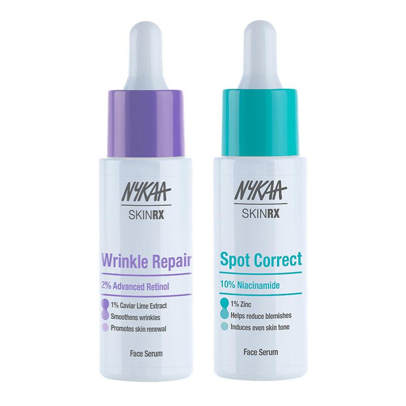 nykaa skinrx combo for bright & youthful skin 2% advanced retinol serum + 10% niacinamide serum