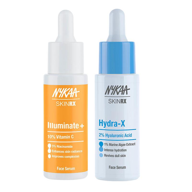 nykaa skinrx hydrate & brighten combo - 10% vitamin c serum & 2% hyaluronic acid serum
