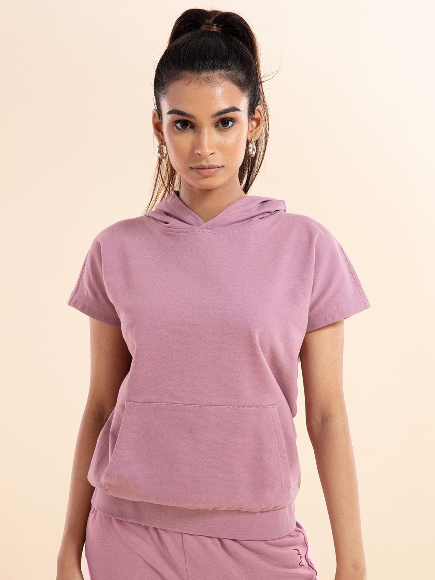 nykd all day crop top hoodie-nyat016 wistful mauve