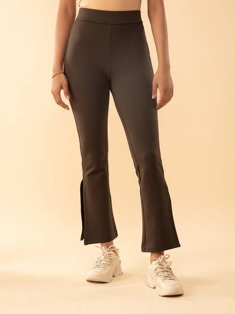 nykd dark olive slit pants