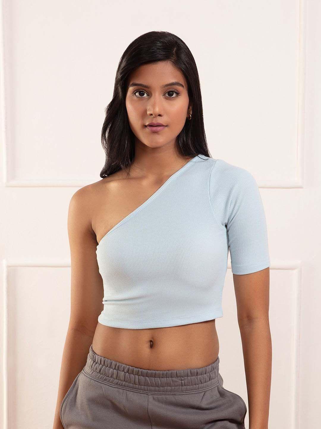 nykd one shoulder cotton crop t-shirt