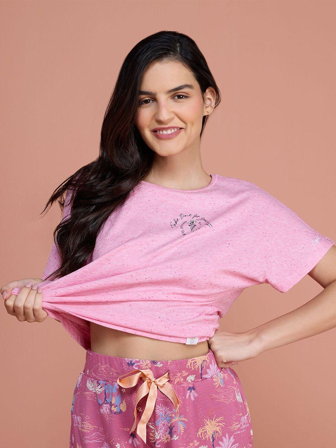 nykd pink print net top