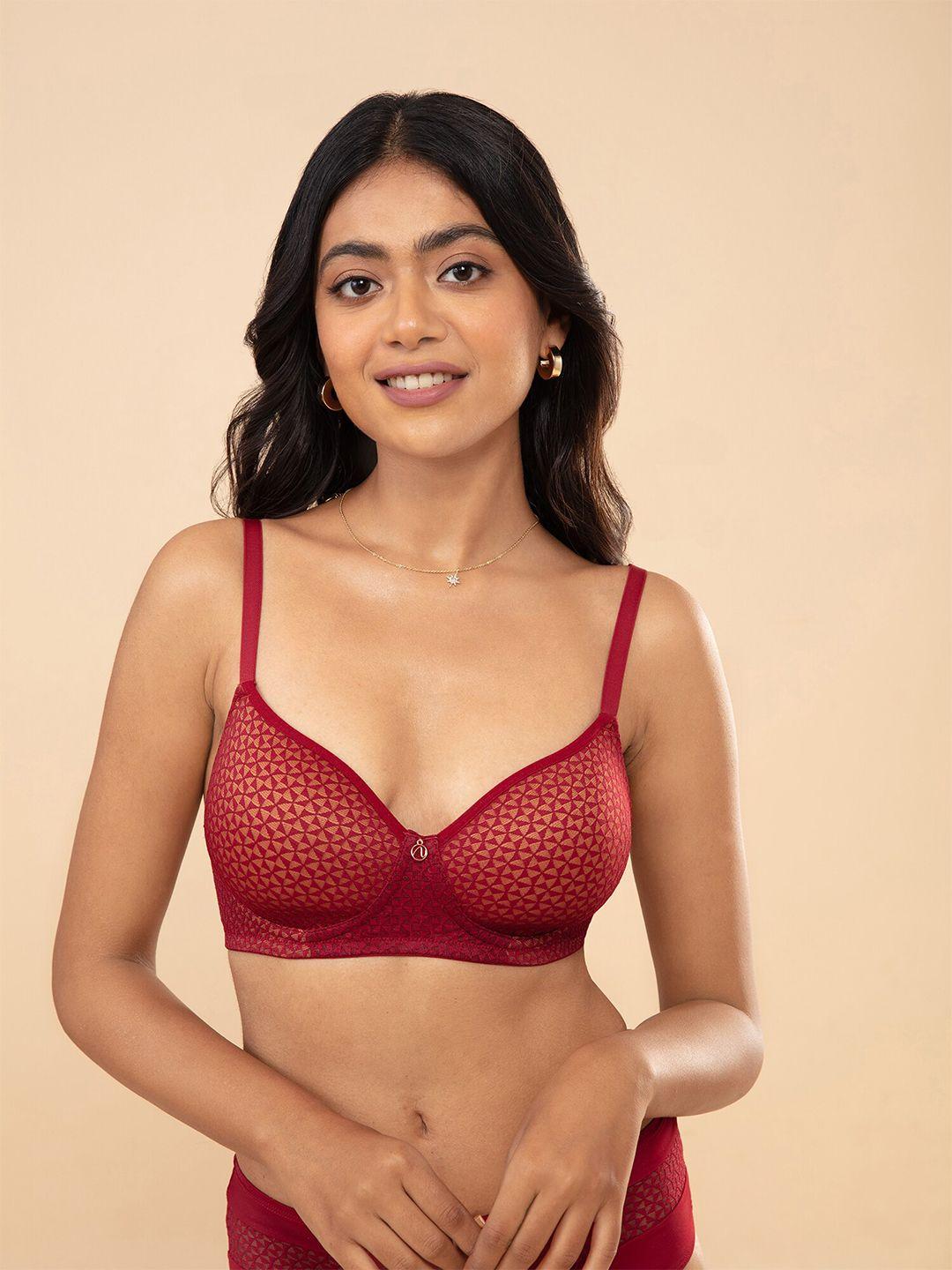 nykd printed lightly padded seamless cotton bra