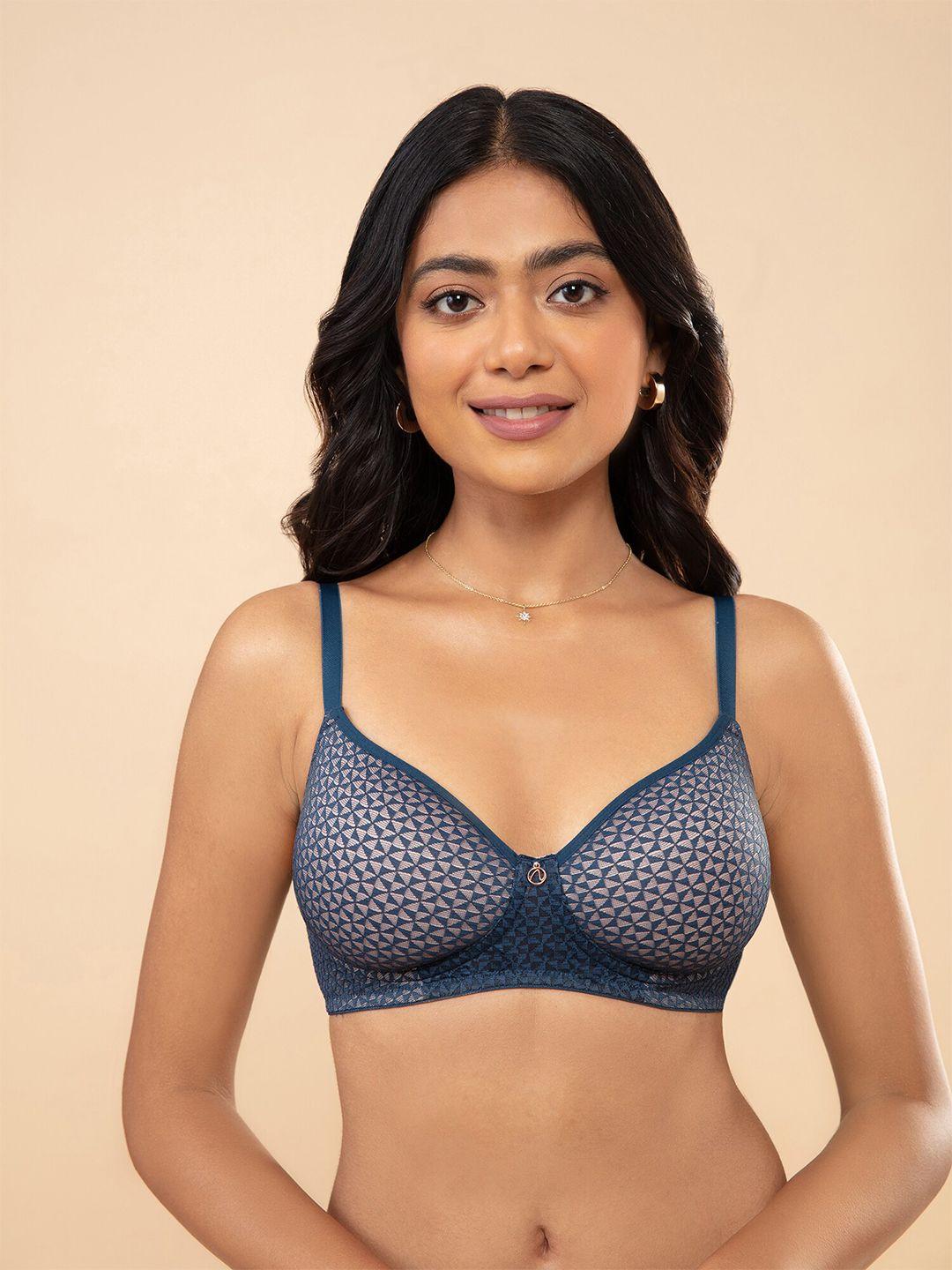 nykd printed lightly padded seamless cotton bra