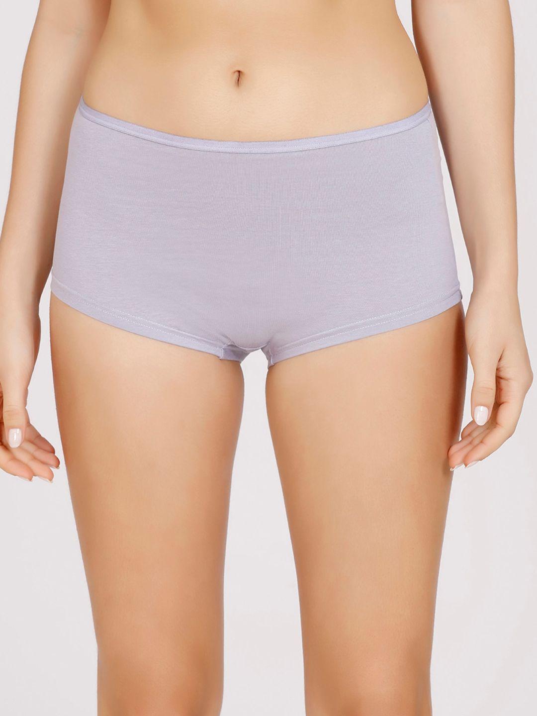 nykd women lavender solid cotton boy shorts briefs