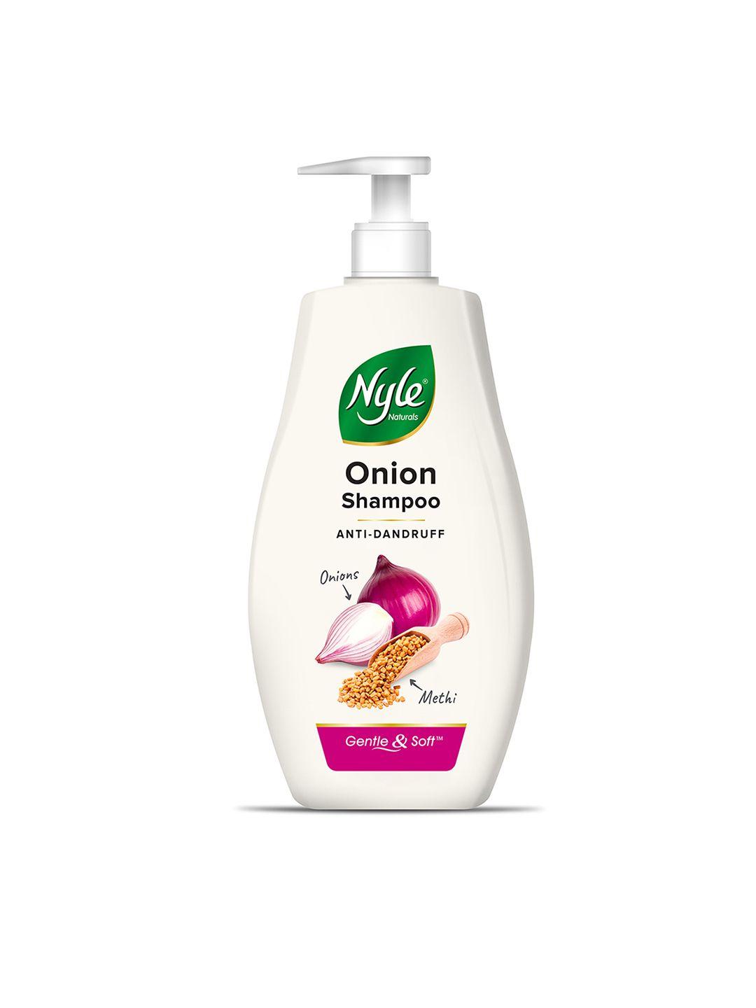 nyle naturals onion & methi anti dandruff 2 in 1 shampoo with active conditioner 400 ml