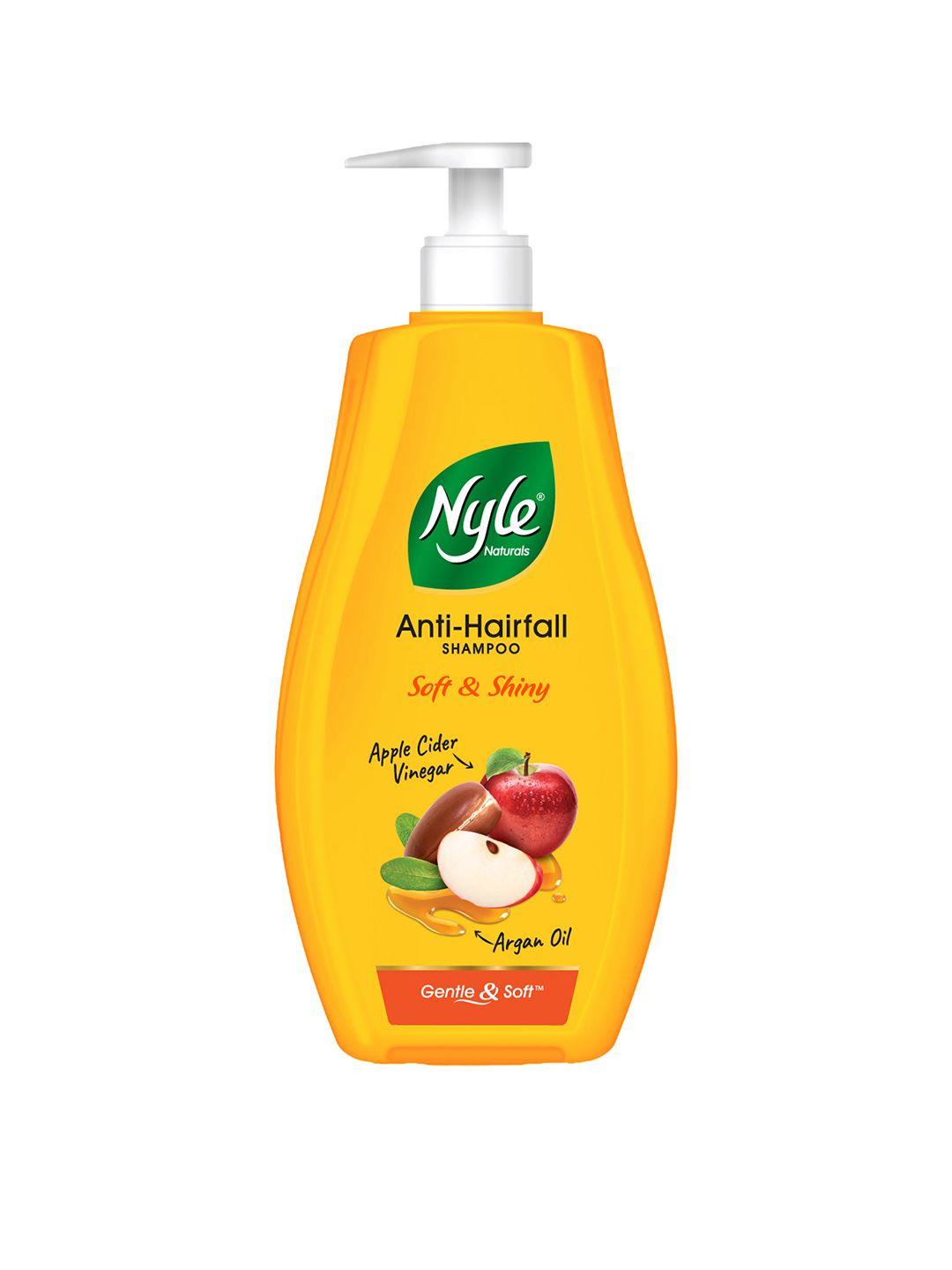 nyle naturals soft & shiny anti hairfall shampoo with apple cider vinegar & argan oil - 1l