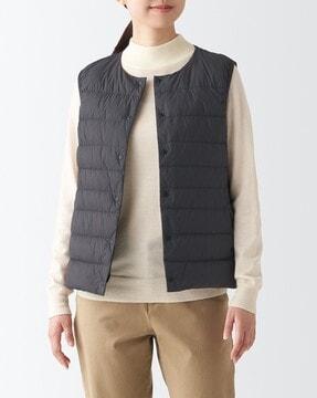 nylon lightweight no-collar down vest