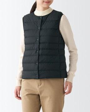 nylon lightweight no-collar down vest