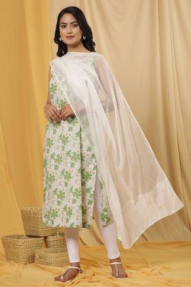 nylon woven women's dupatta - white