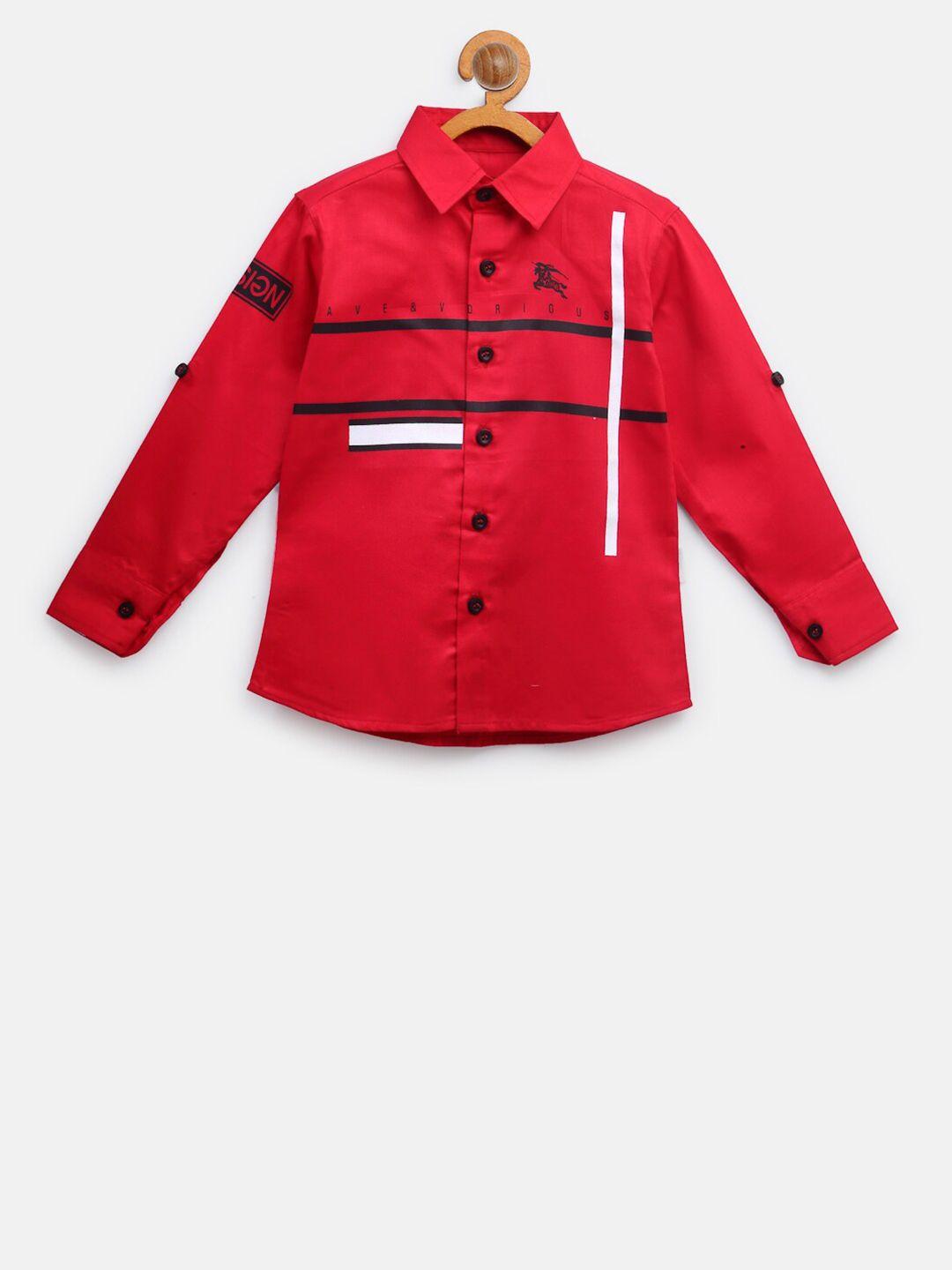 nynsh- pluss kids boys red horizontal stripes striped casual shirt