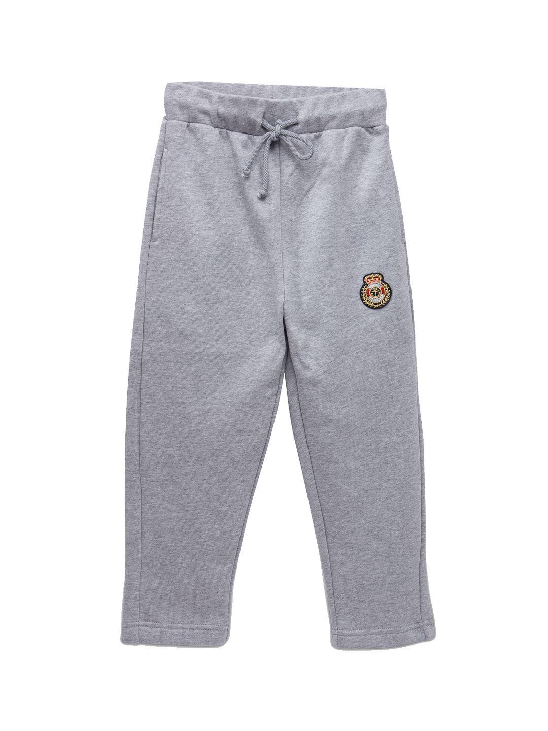 nynsh- pluss boys grey solid cotton track pants